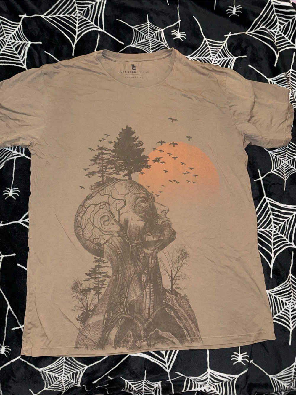 Junk Food Clothing brown cotton t-shirt with graphic